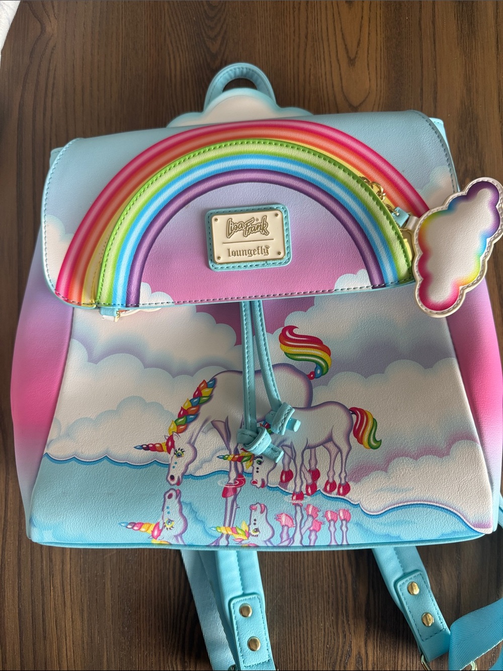 Loungefly Lisa Frank Rainbow Unicorn Mini Backpack - Pastel Blue & Pink